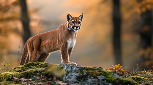 Wild Cougar Portrait in the Forest