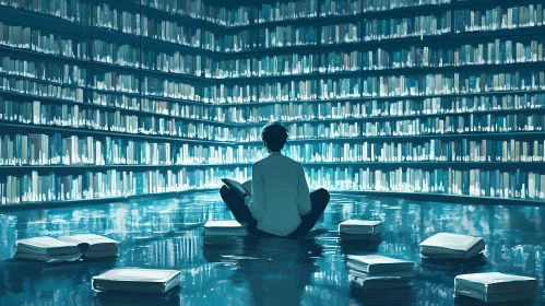 Contemplative Reading in a Blue Library