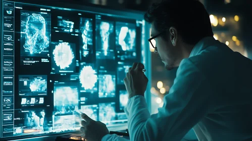 Medical Professional Examining Scans