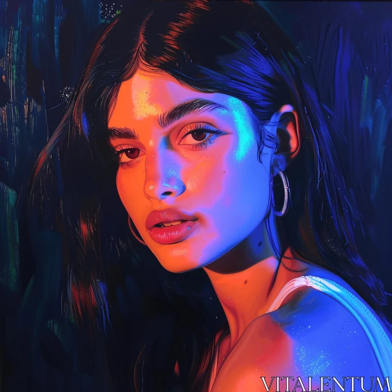 Artistic Neon Portrait of Kylie Jenner AI Image