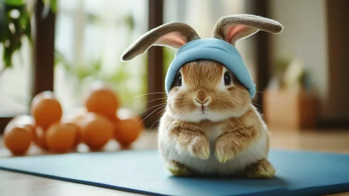 Charming Rabbit in Blue Headwear