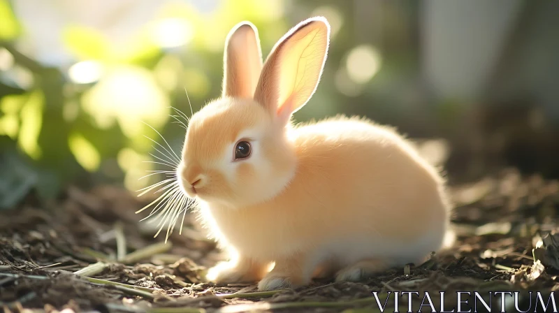 Peach Fur Bunny in Sunlight AI Image