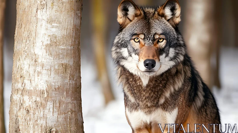 Wild Wolf Stares Intently AI Image