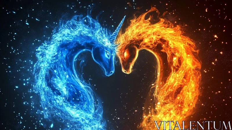 AI ART Elemental Unicorns: A Dance of Opposites