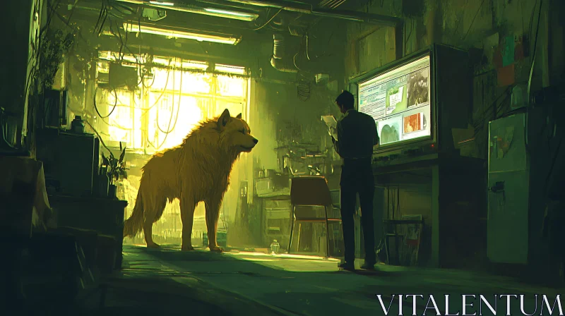 The Wolf and The Screen AI Image