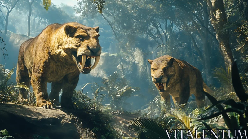 Prehistoric Predators: Saber-Toothed Tigers AI Image