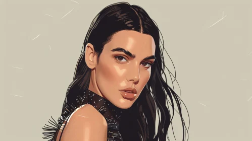 Artistic Rendering of Kendall Jenner's Portrait