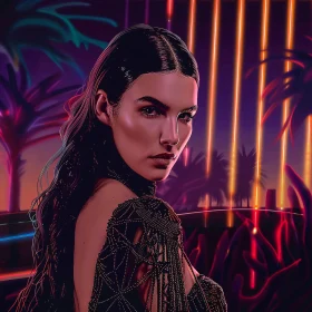 Kendall Jenner Neon Night Portrait