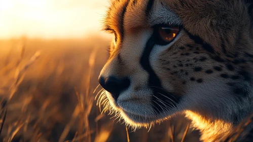 Close-up of Cheetah Face at Sunset