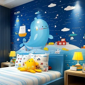 Playful Marine-Themed Bedroom Decor for Kids