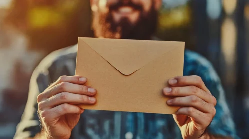 Envelope Delivery by Smiling Man