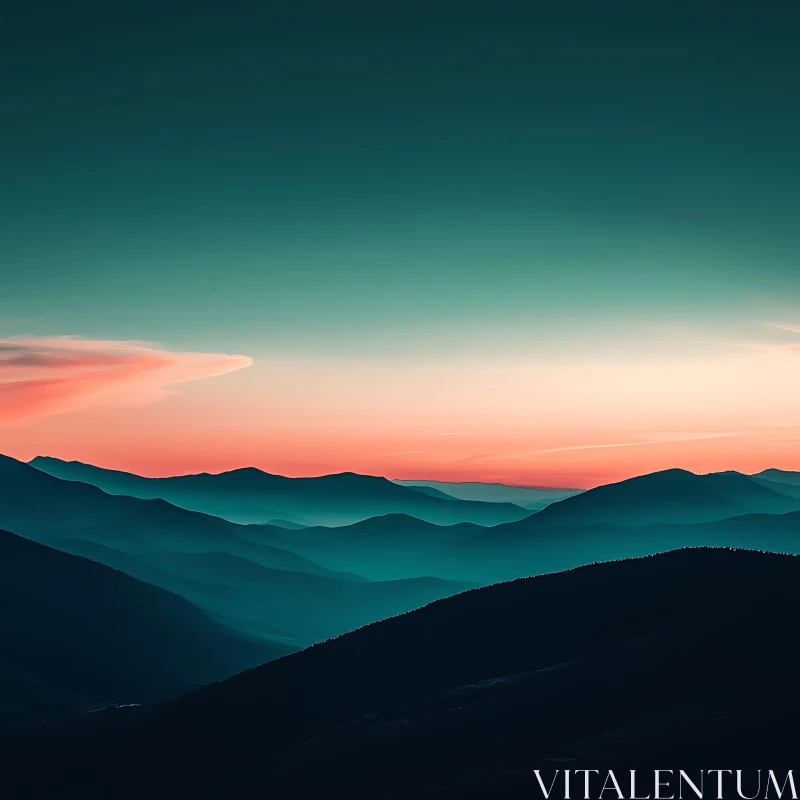 AI ART Sunset Over Mountain Peaks