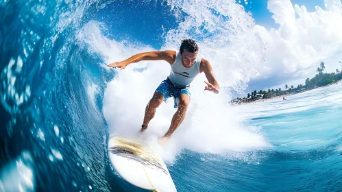 Riding the Curl: A Surfing Scene