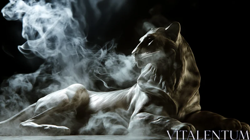 AI ART Smoked Lion Sculpture