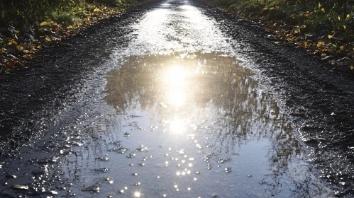 Glistening Roadside Puddle