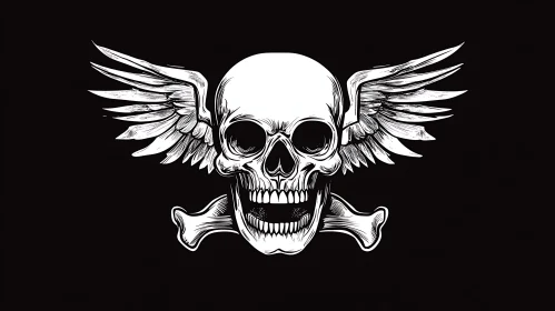 Winged Skull and Bones Illustration