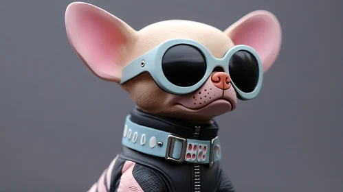 Chic Dog in Sunglasses and Leather Jacket