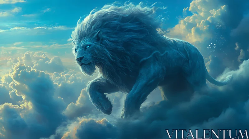 Blue Lion in the Sky AI Image