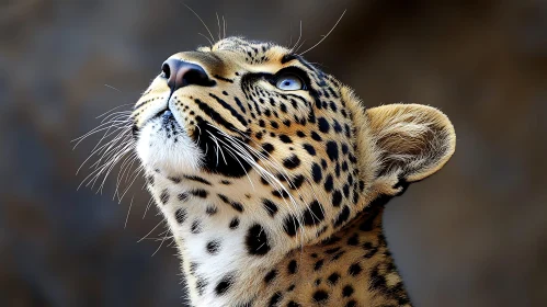 Close-Up of a Leopard Looking Up