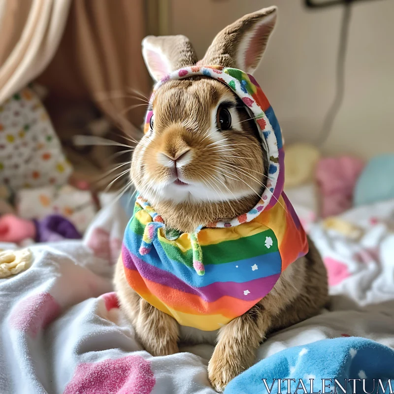 AI ART Bunny in Rainbow Hoodie