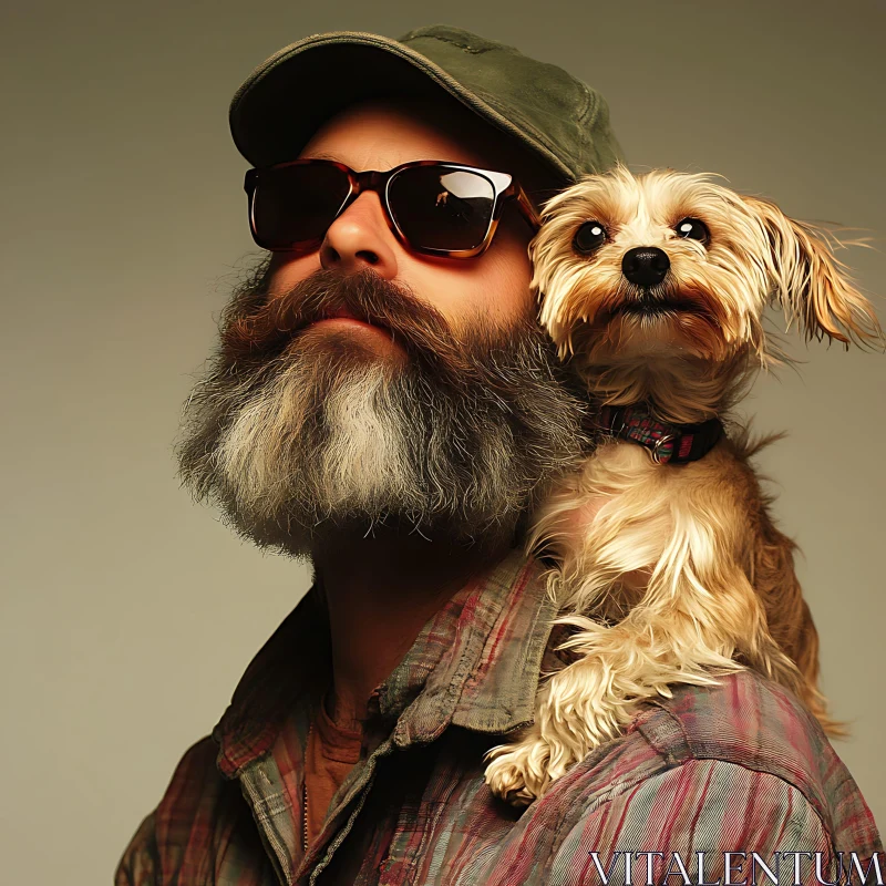 Bearded Man and Small Dog AI Image