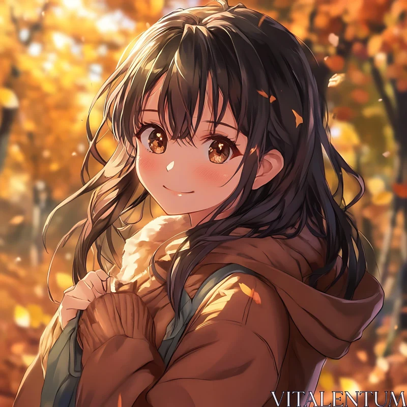 Charming Autumn Anime Portrait AI Image