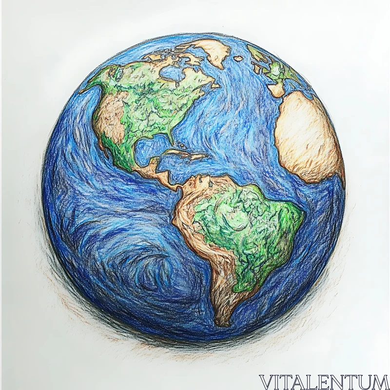 Artistic Globe Illustration AI Image