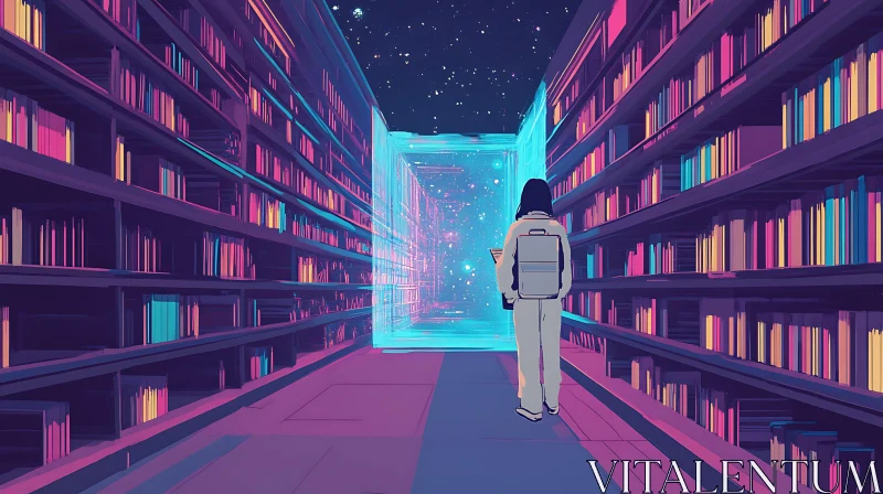 Otherworldly Library Scene AI Image