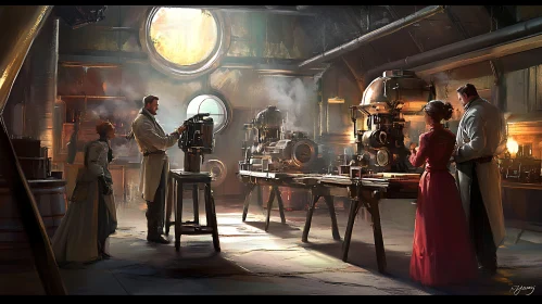 Retro-Futuristic Lab with Intricate Machines