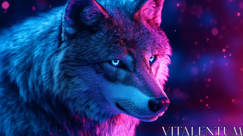 Wolf in Neon Lights AI Image