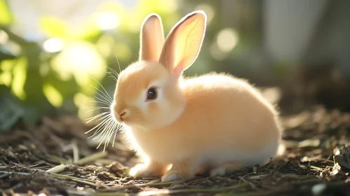 Peach Fur Bunny in Sunlight