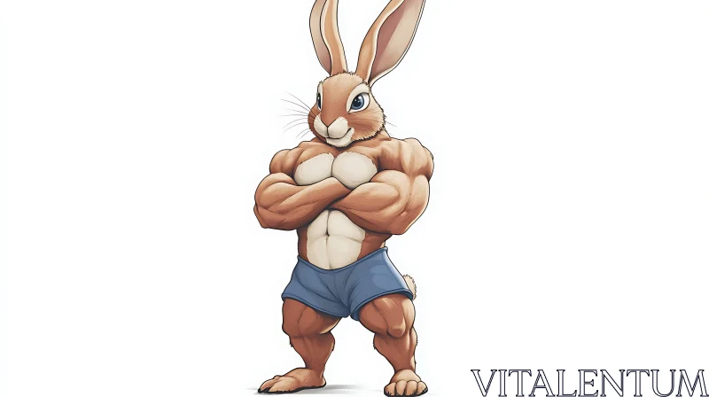 AI ART Strong Rabbit Cartoon Illustration