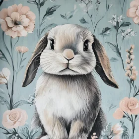 Pastel Flowers and Bunny Portrait