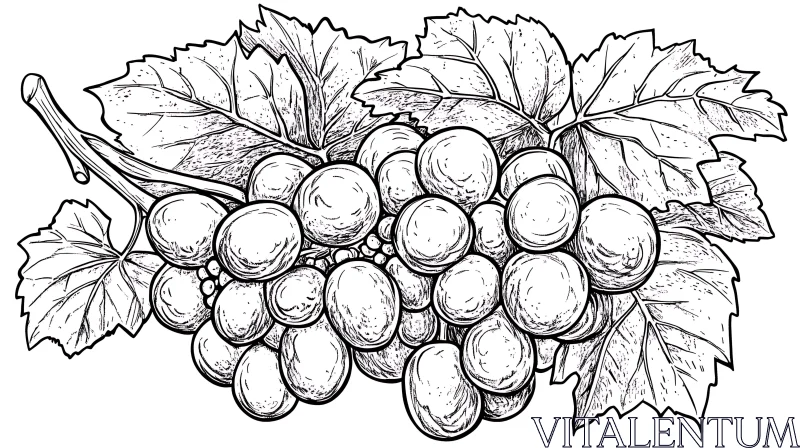 Monochrome Grapevine Illustration AI Image