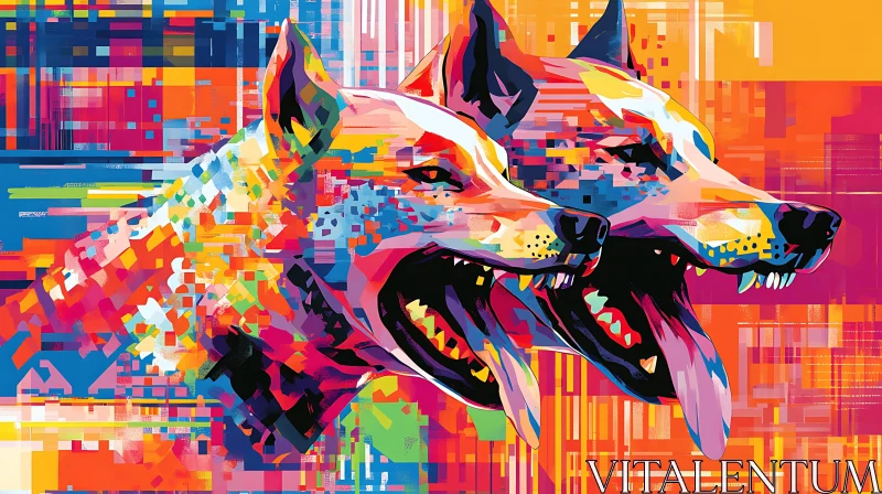 Vibrant Geometric Dog Artwork AI Image