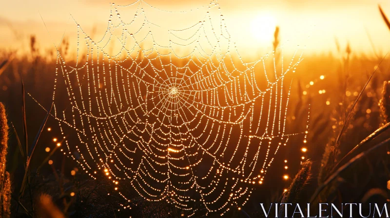 Glistening Morning Spider Web AI Image