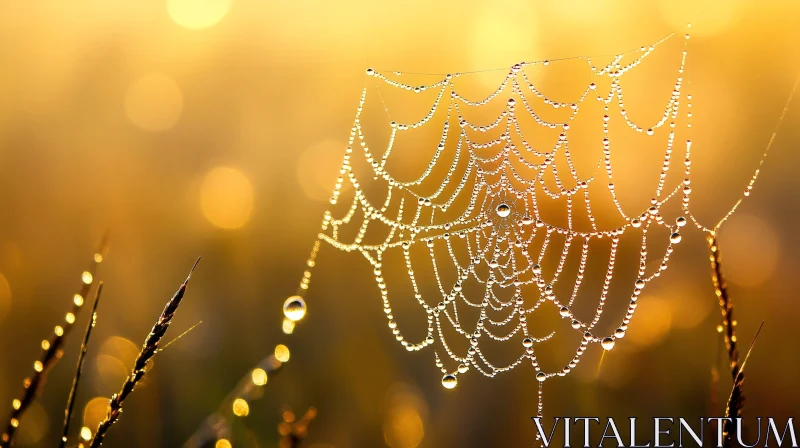 Morning Dew on Spiderweb AI Image