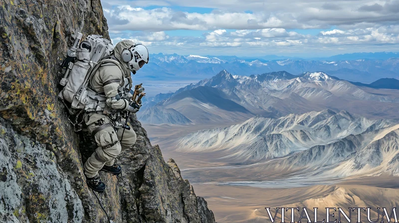 Mountain Ascent Spacesuit Climber View AI Image