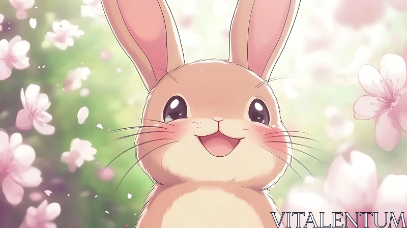 AI ART Cute Bunny in Spring Flowers