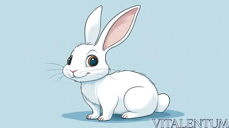 Charming Cartoon Rabbit on Blue Background AI Image