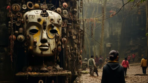 Mysterious Ancient Village with Iron Mask and Jungle