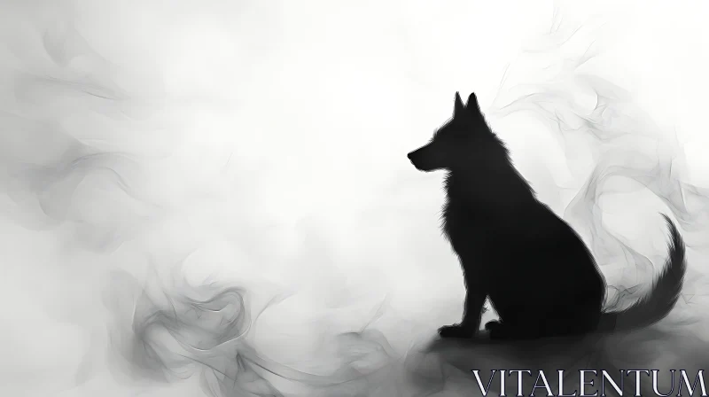 Wolf Silhouette in Smoky Hues AI Image