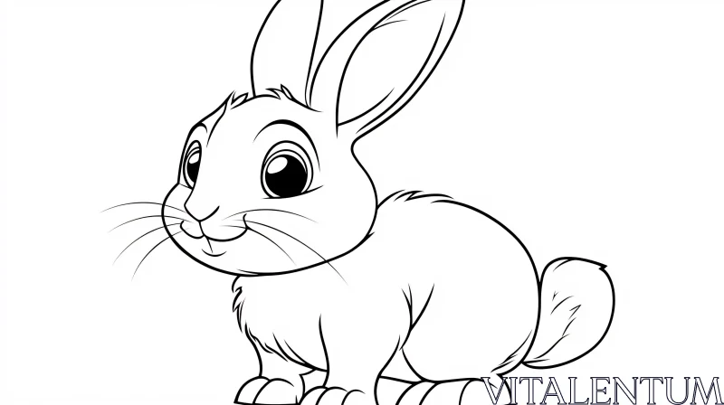 Monochrome Rabbit Illustration AI Image