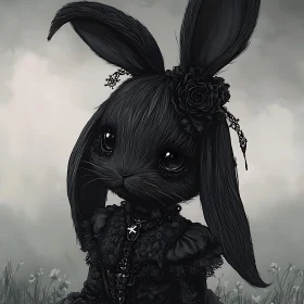 Dark Rabbit with Rose and Lace