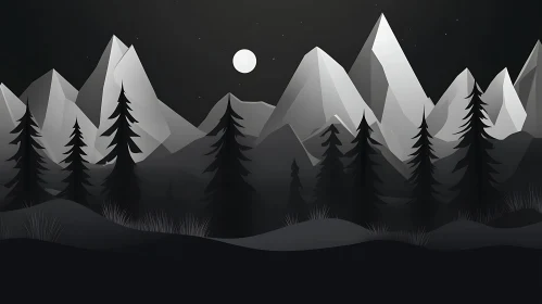 Serene Night Landscape with Mountains