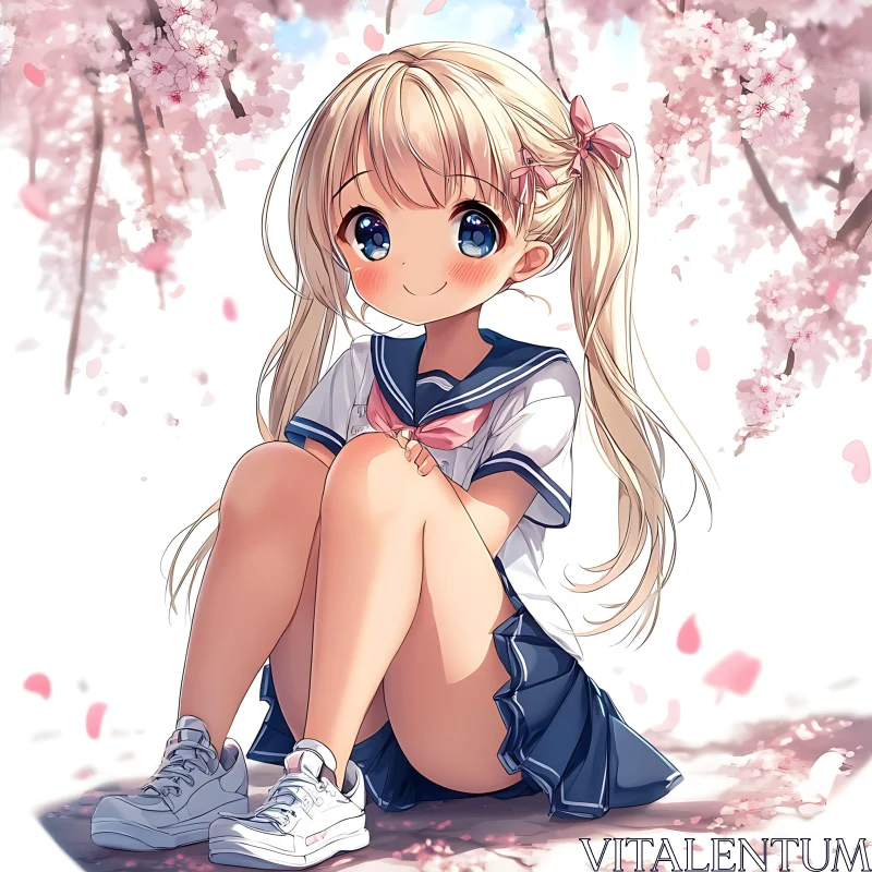 Sakura Season Anime Illustration AI Image