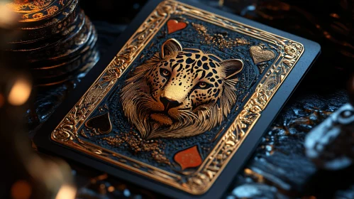 Golden Leopard Playing Card Art