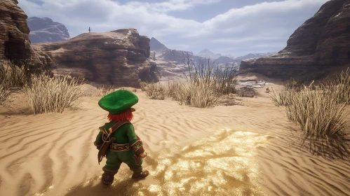 Green Leprechaun in Desert