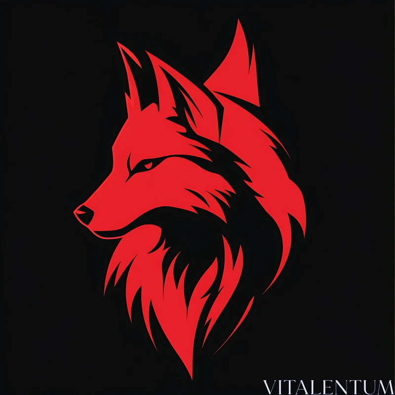 Crimson Wolf Profile on Black AI Image