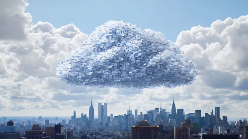 Digital Cloudscape Above Urban Metropolis